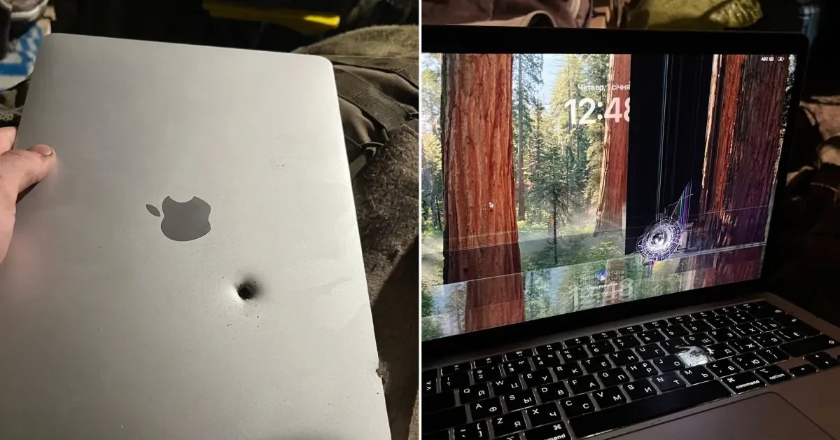صورة مميزة: يوقف جهاز Soldier M1 MacBook Air شظايا قذيفة مدفعية لكنه لا يزال يعمل