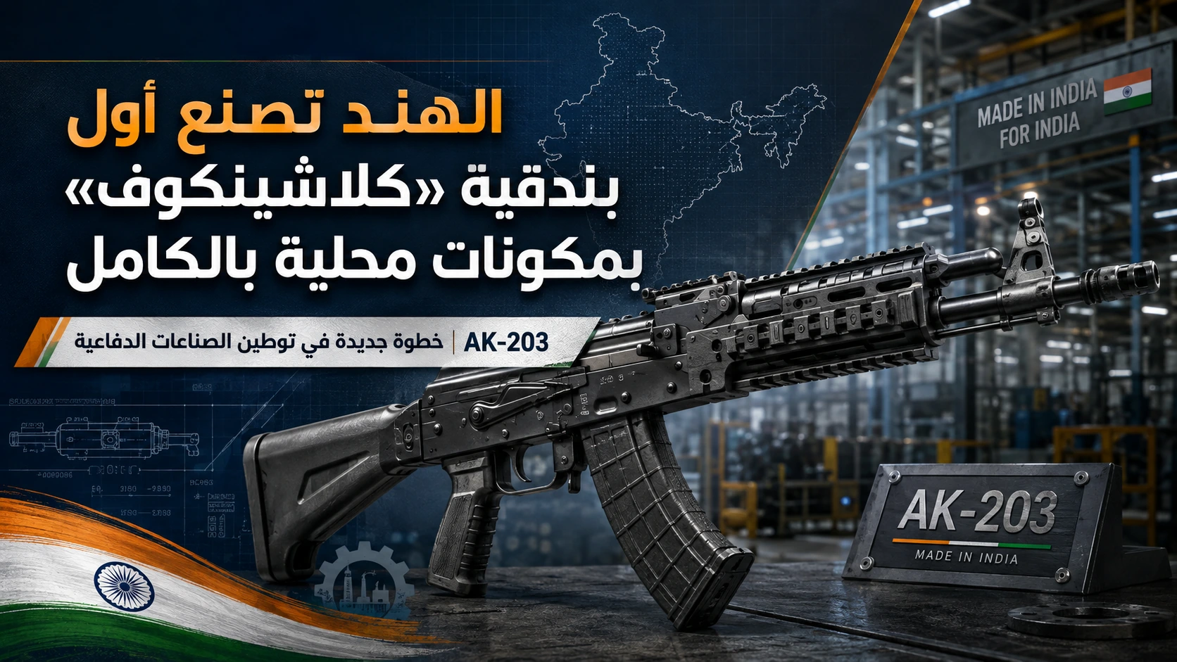 الهند تنتج أول بندقية AK-203 بمكونات محلية بالكامل