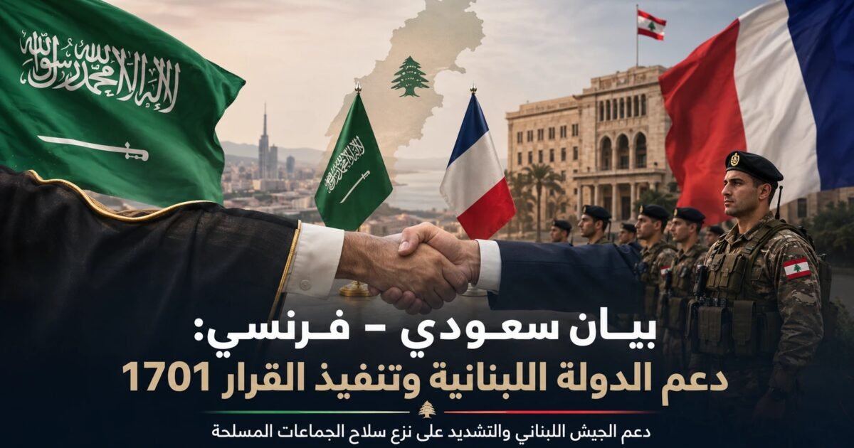 بيان سعودي–فرنسي: تنفيذ كامل للقرار 1701 ونزع سلاح الجماعات