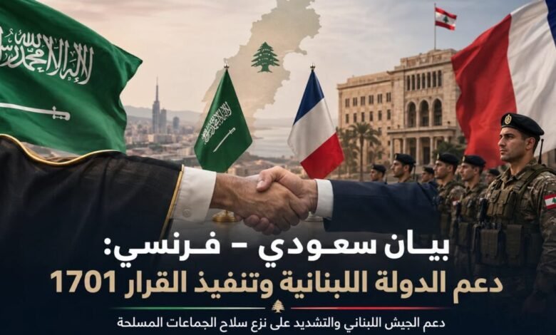 بيان سعودي–فرنسي: تنفيذ كامل للقرار 1701 ونزع سلاح الجماعات