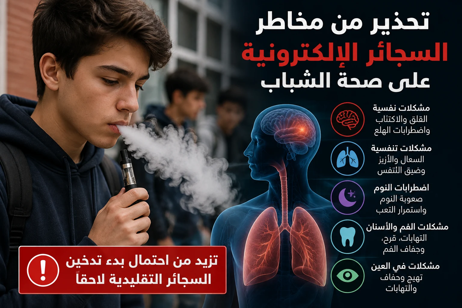 دراسة تحذر من مخاطر السجائر الإلكترونية على صحة الشباب - صورة مميزة صورة مميزة: دراسة تحذر من مخاطر السجائر الإلكترونية على صحة الشباب